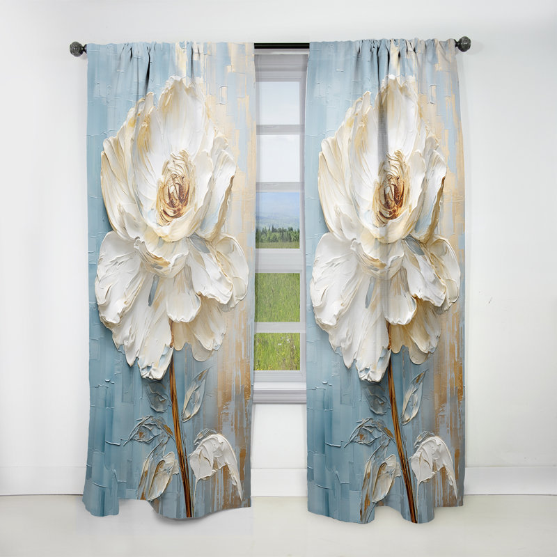 Ranunculus Radiance Treasure I - Rideau traditionnel en velours - obscurcissant - 1 panneau, L 52 po x L 108 po