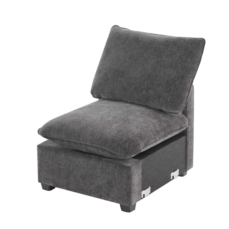30*26" Single Seat Module for Modular Sectional Sofa,Deep Seat,Chenille,2 Colors, Dark Gray