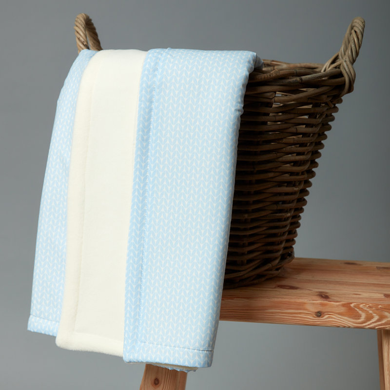 Kleine Blätter Cotton Blend Baby Blanket, Light blue