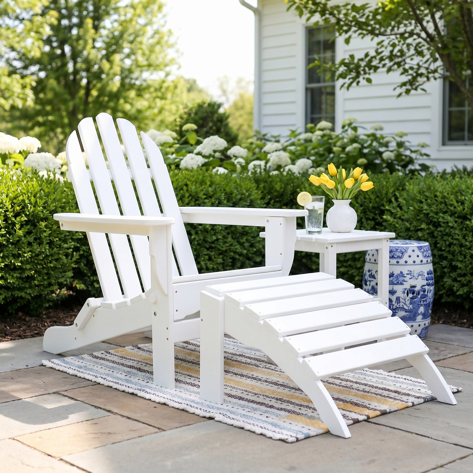 Leighton Foldable Outdoor Adirondack Set, Aruba
