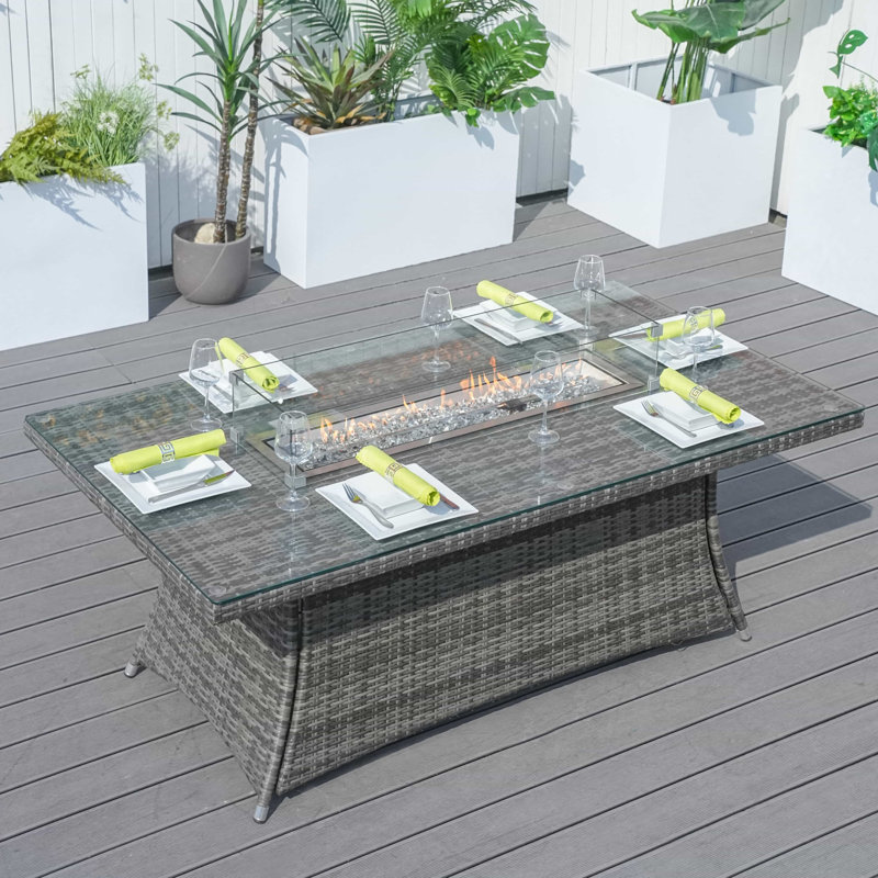 Ensemble repas extérieur pour 8 personnes Tranisha, Gris, Gris