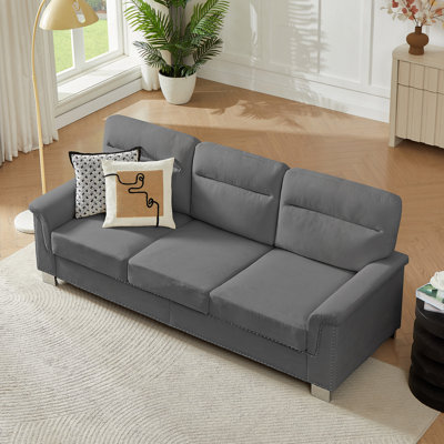 82-Inch Modern 3-Seater Sofa With Compressed Snowfleece Fabric For Living Room, Bedroom, And Office Use.