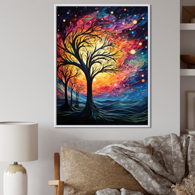 «Blue American Basswood Tree Moonlight 3», art mural arbre