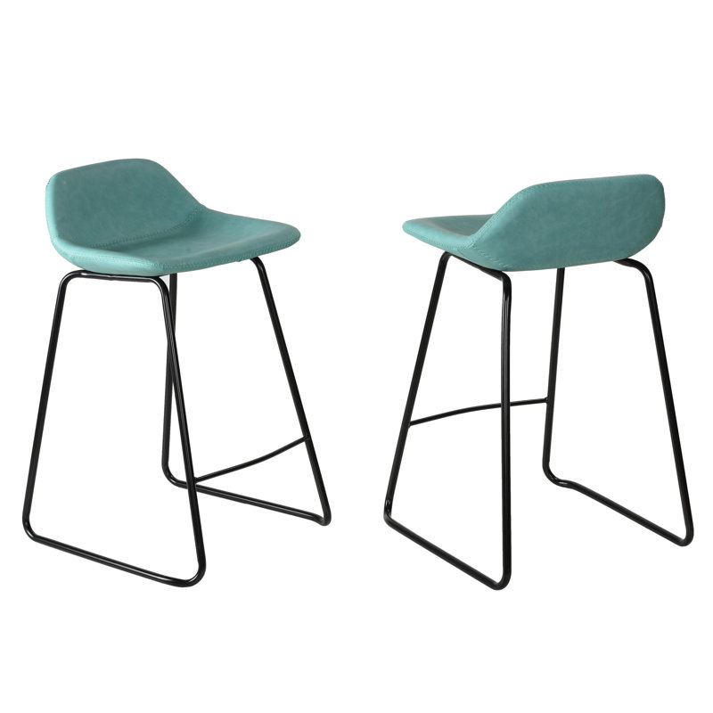 Tabouret de bar et de comptoir Maugansville, Aqua, Tabouret de comptoir (siège d’une hauteur de 25