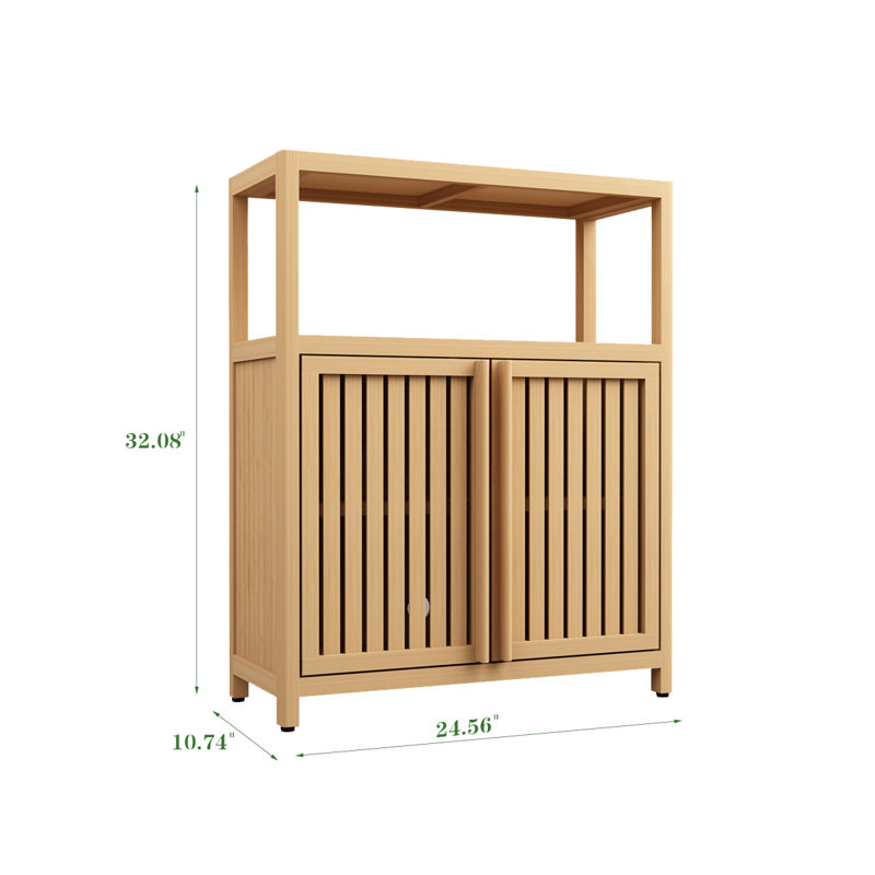 Bamboo Large Capacity Bamboo Storage Cabinet Furniture For Bathroom, Neutral