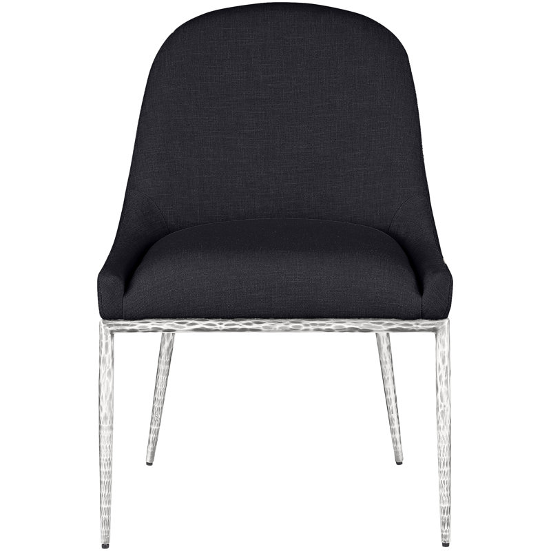 Chaise d'appoint rembourrée Ferro Hessle, Argent brossé, Tissu texturé en lin noir