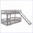 Twin Over Twin Pinewood-MDF Bunk Bed with Slide &amp; Ladder Gray - No Box Spring Needed Space-Saving-1918451805