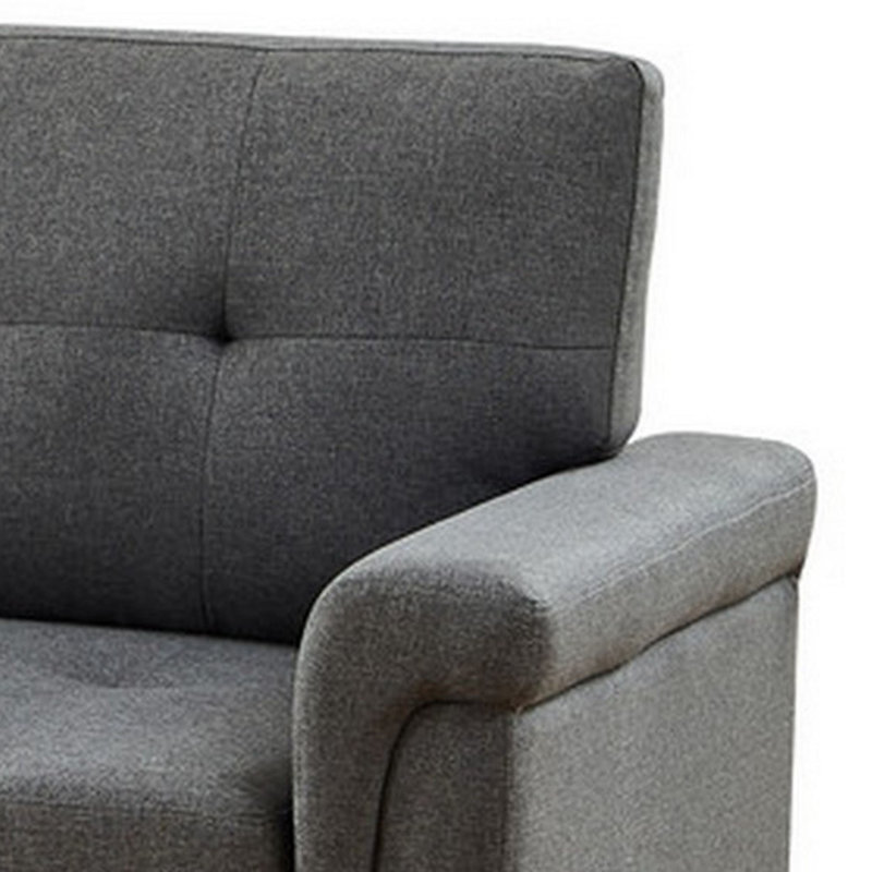 Upholstered L-Shaped Sectional, Light Gray Linen, Right Hand Facing
