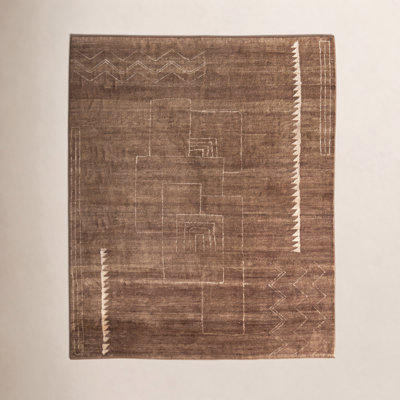 Monaco Brown Hand-Knotted Abstract Rug