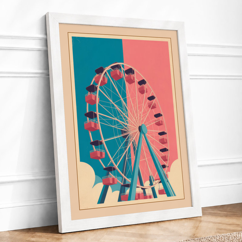 Carnival Wheel Retro - Framed Print, A3 - 42.0 x 29.7 cm, White