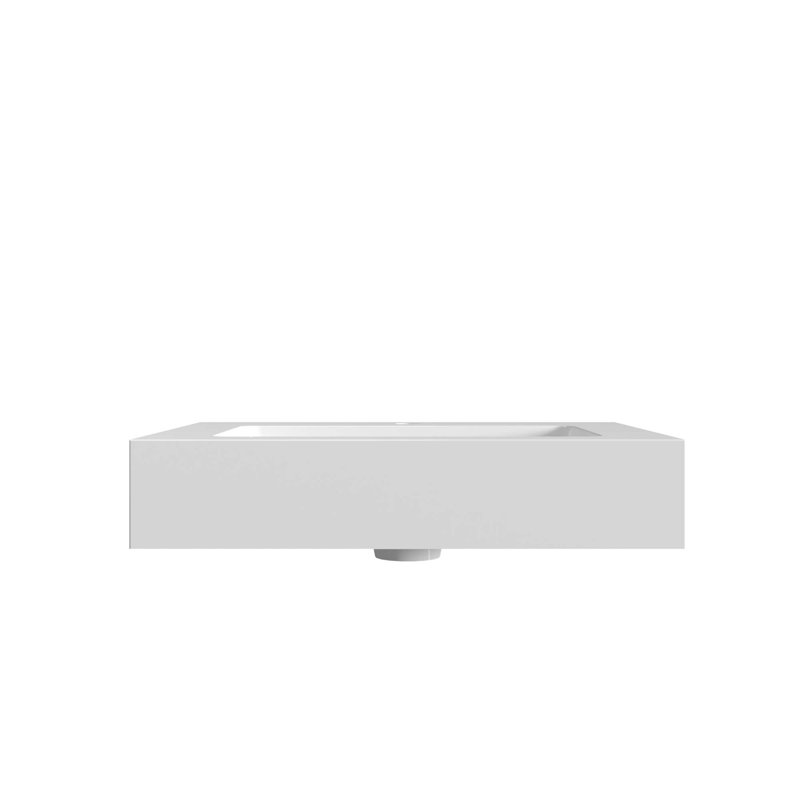Integrated solid surface basin WITHOUT drain & faucet, glossy white color