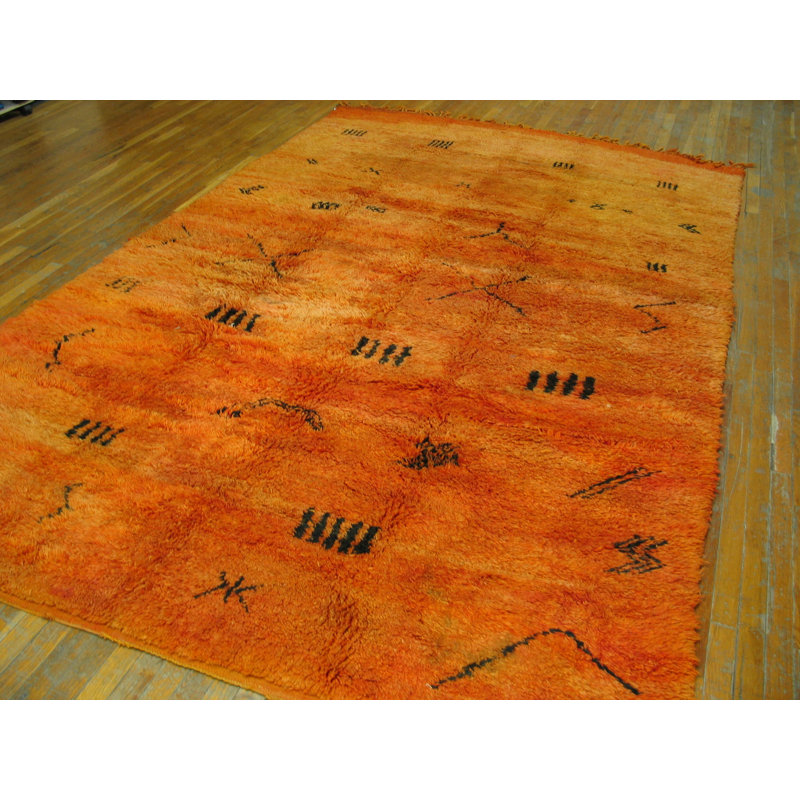 Tapis tribal en laine moelleux Tribal Mid-Century