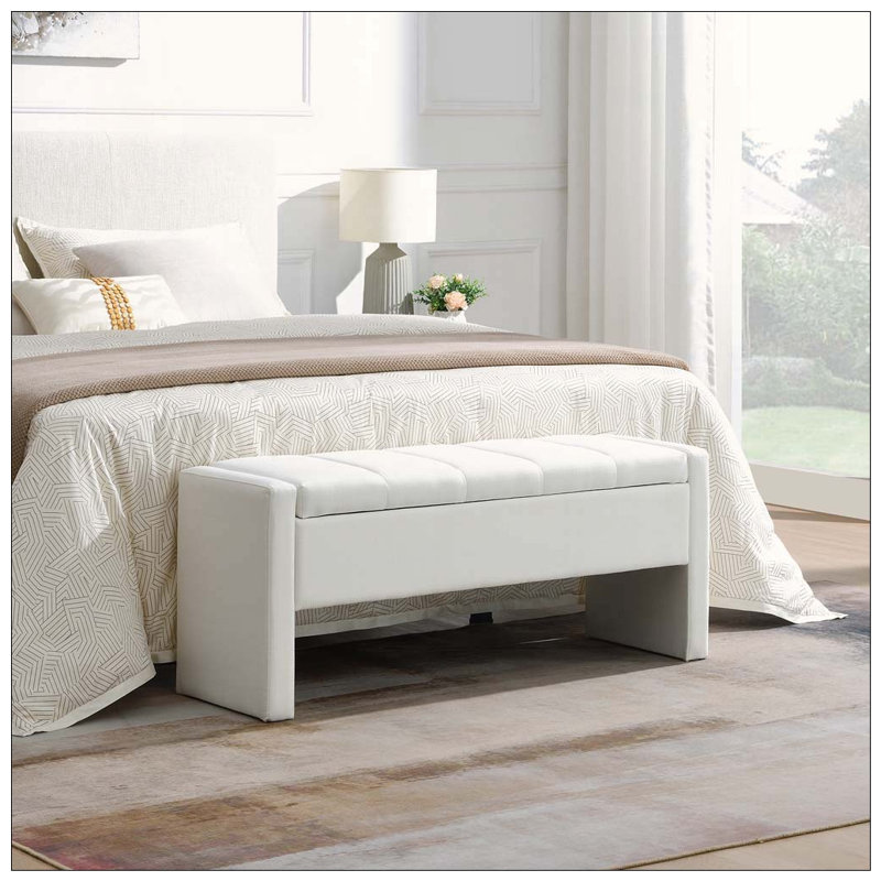 Banc de lit moderne avec rangement, Beige