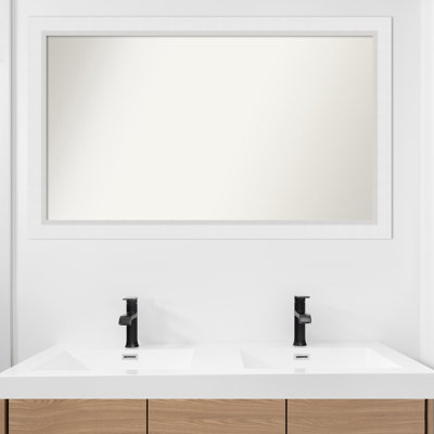 Blanco White Wood Bathroom Vanity Non-Beveled Wall Mirror