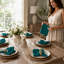 Lot de 12 serviettes de table en coton bleu sarcelle tropical, 18 x 18 pouces