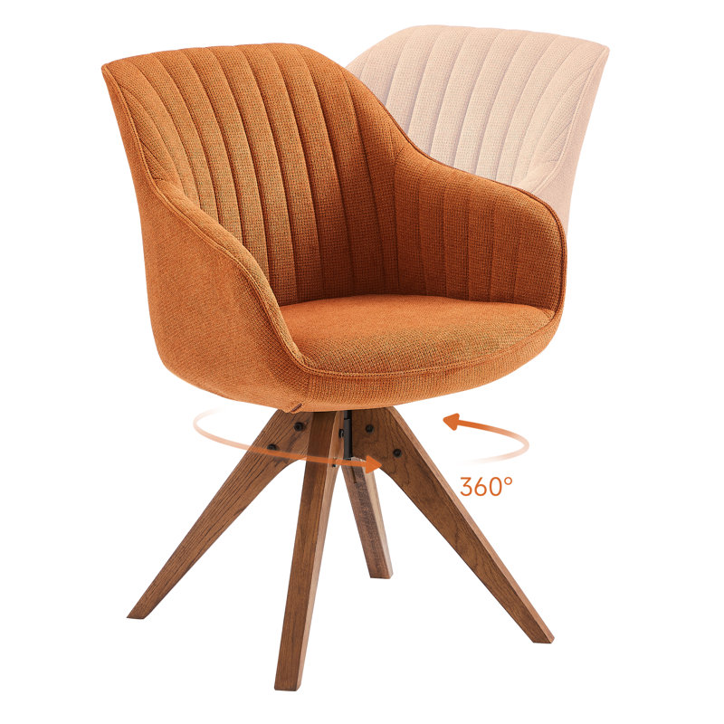 Upholstered Swivel Armchair, Orange