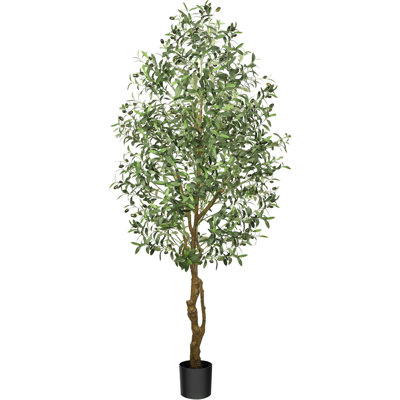 Olive Tree in Pot with Realistic Leaves and Natural Trunk,Olive Plants with Fruits for Home Decor