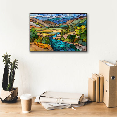  Art mural en toile «Stain Glass River Valley» par Rich Monet, 18 po x 12 po