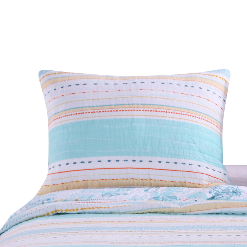 King Size Aquamarine and Sunset Gold Cotton Zipper Sham