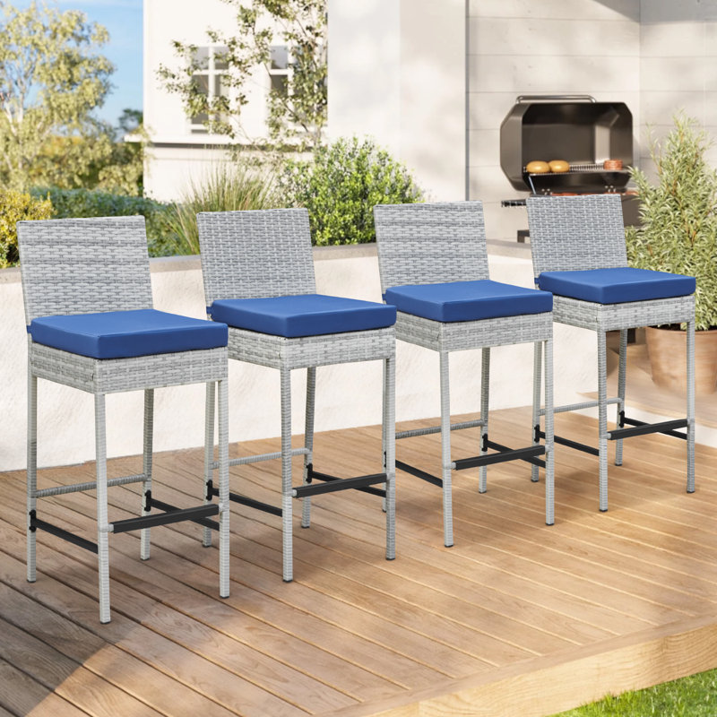 Tabouret 30 "avec coussin, Grey, Bleu