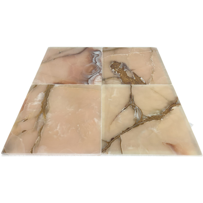 12" x 12" Natural Stone Mosaic Tile, Pink
