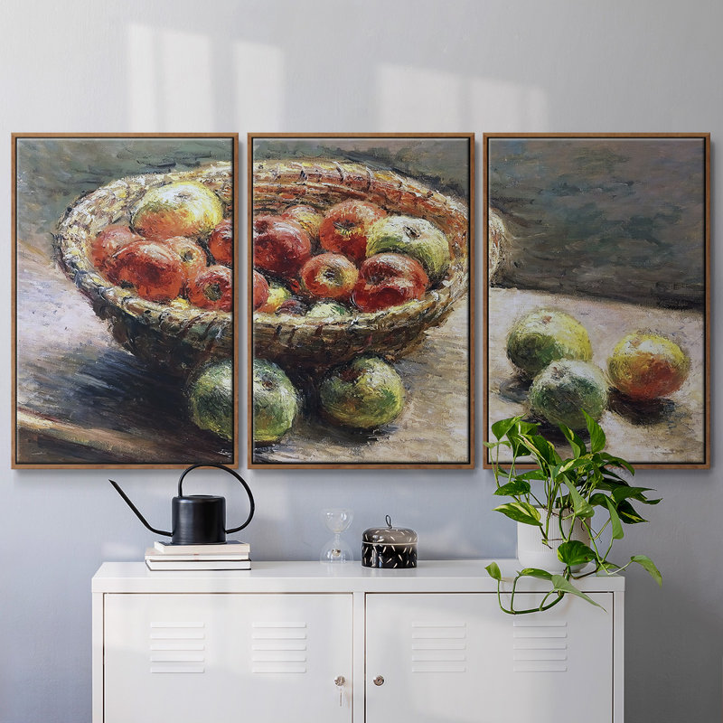 Assiette aux pommes, 1880, 3 pièces, H 36 po x l 75 po x P 2 po, Noyer