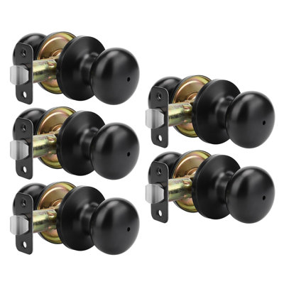 Black Interior Door Knobs, Matte Black Bedroom Door Knob, Door Knobs Interior Bulk, Privacy Door Knob for Bedroom or Bathroom(5 Pack)