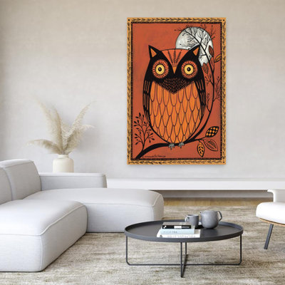 Art abstrait hibou orange