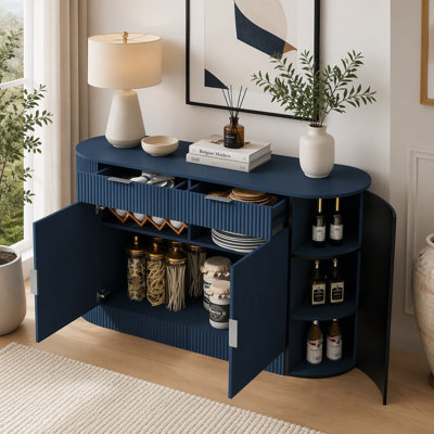 Modern Storage MDF Sideboard Cabinet with 2 Doors, 2 Drawers & 3-Tier Shelves for Living Room, Bedroom, Dining Room