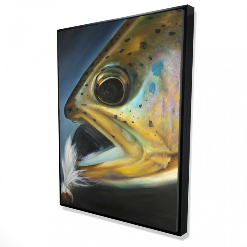 Golden Trout With Fly Fishing Flie Print On Canvas