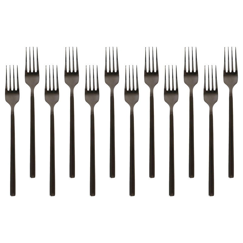 Stainless Steel Cake Forks - 15cm - Pack of 12, Black