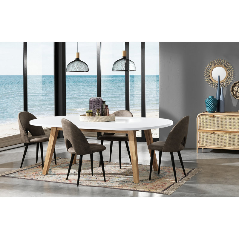 Extendable Oval Solid Wood Base Dining Table