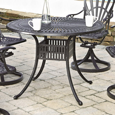 Frontenac Round Metal Outdoor Dining Table With Umbrella Hole , 48'' in. W 48'' in. D