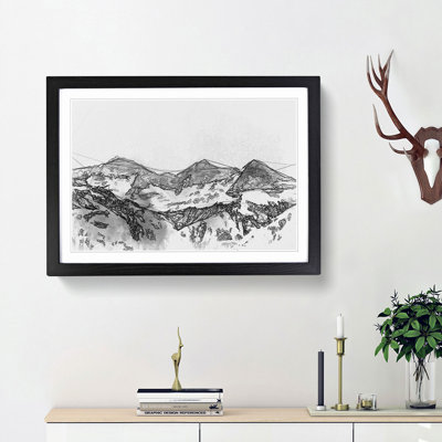Mountain in Switzerland in Abstract - Picture Frame Drawing Print