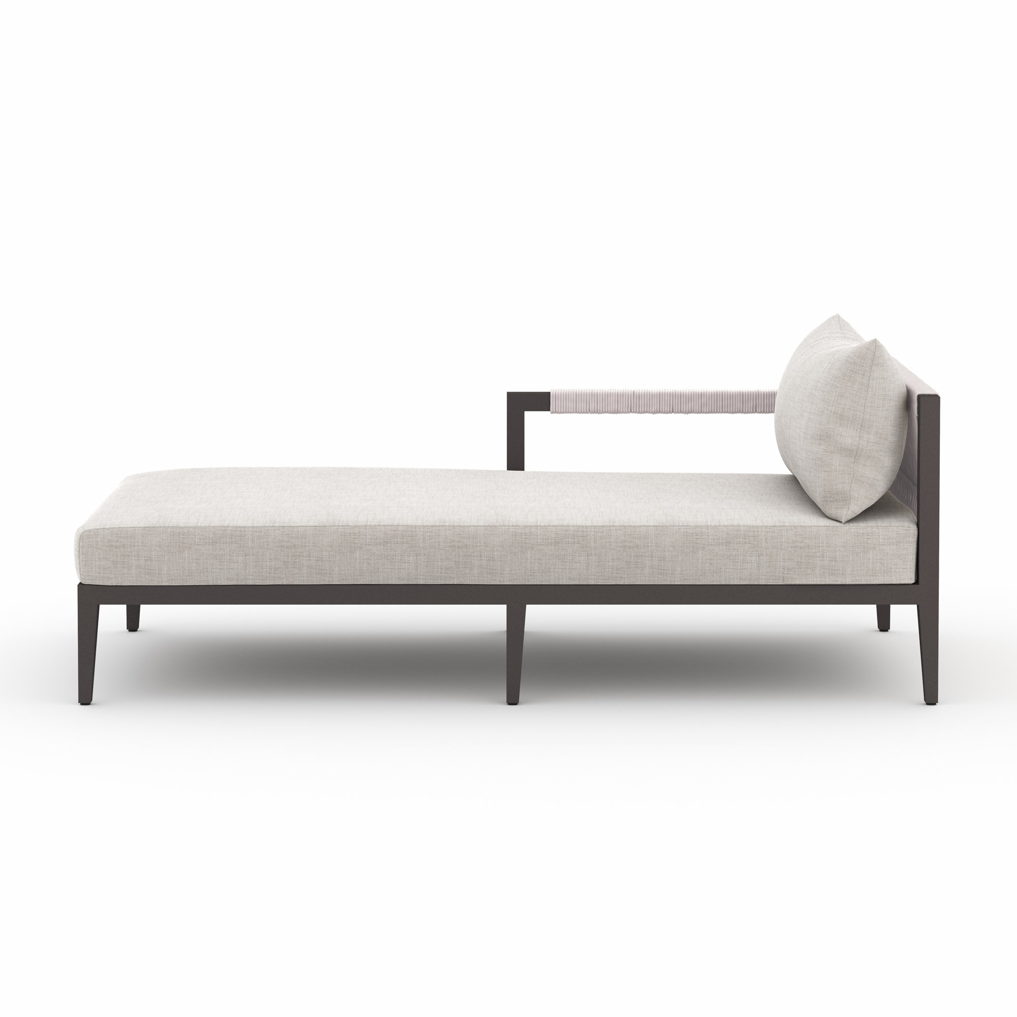 Kristine 33'' Outdoor Teak Chaise Lounge, Black/Gray, Microfiber Satin