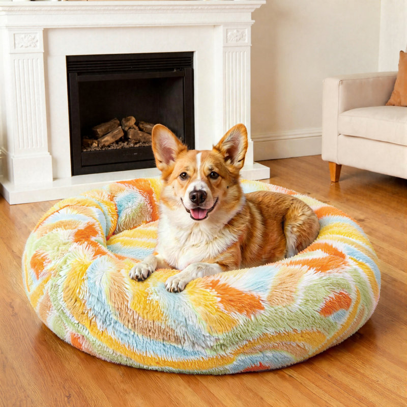 Réchauffant un beignet rond, Moyen (H 8 po x l 30 po x P 30 po), Orange/Yellow/Blue/White/Grey