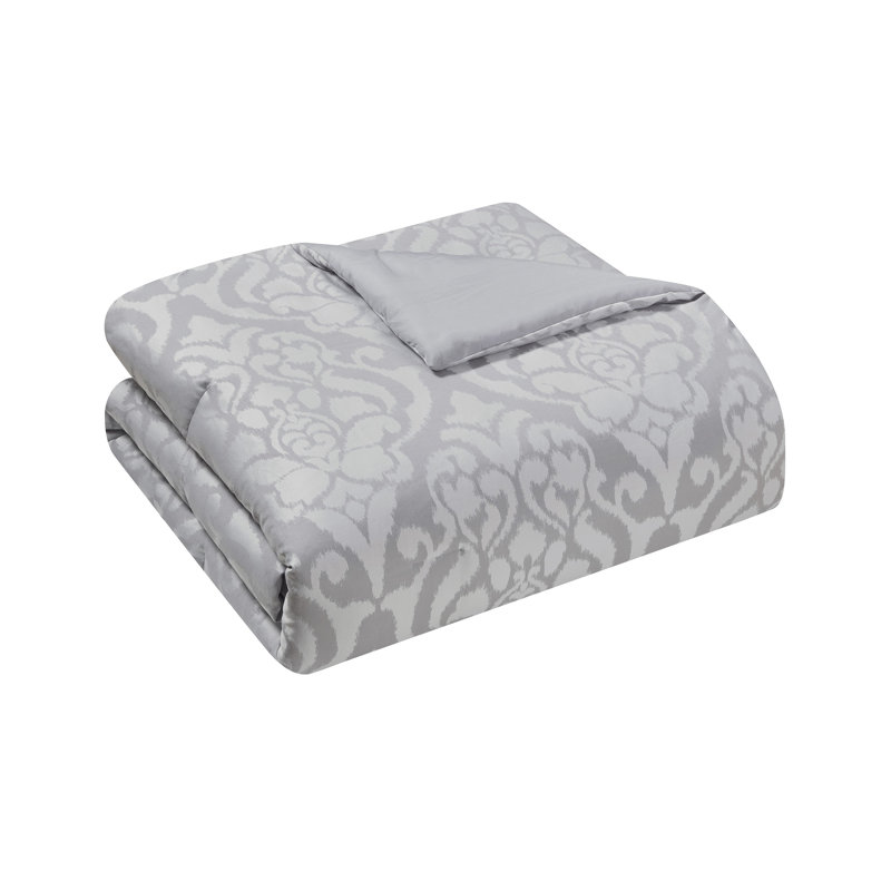 Ensemble d'édredon en jacquard damassé gris 8 pièces VCNY Home Madelyn, Ensemble d'édredon très grand + 8 pièces
