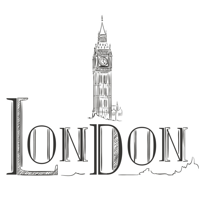 Hand Drawn Illustration With Big Ben. London by Polar_lights - Wrapped Canvas Print, 76cm H x 76cm W