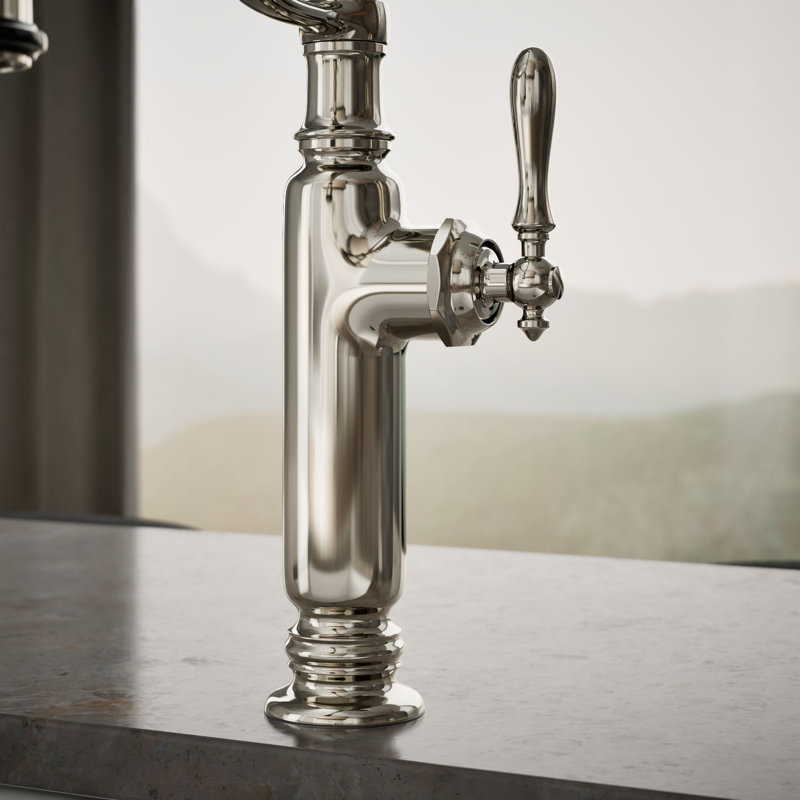 Tournant Single Handle Pull Down Kitchen Faucet, Vibrant Polished Nickel