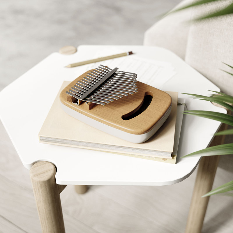 White and Natural Beechwood Kalimba Thumb Piano