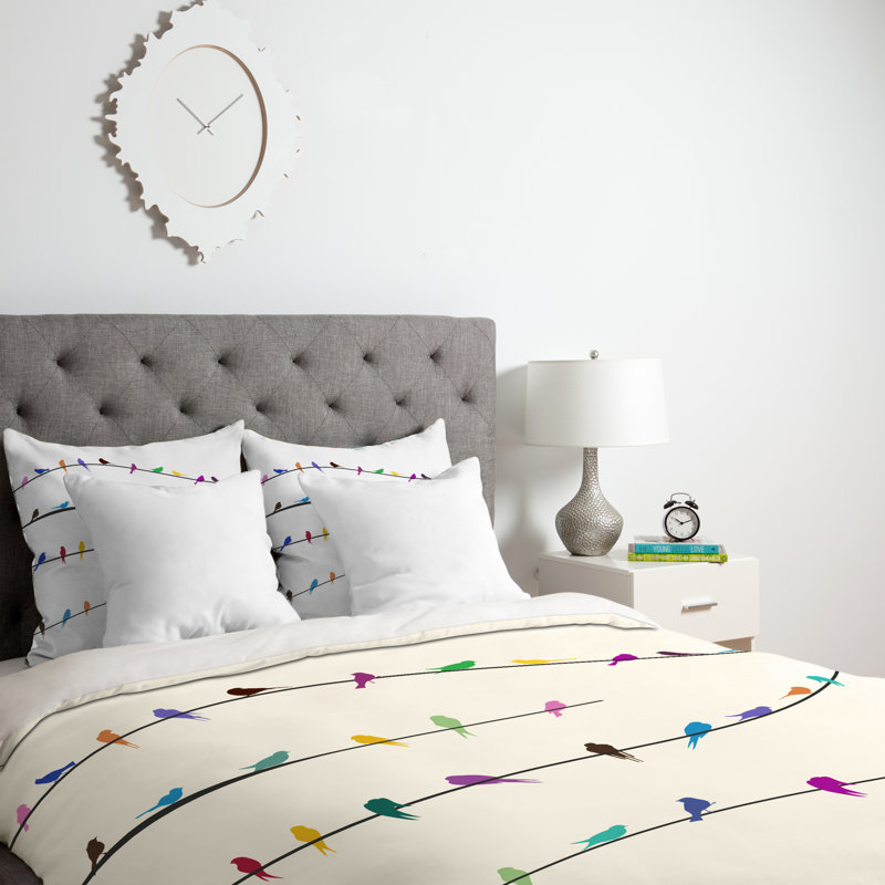 Housse de couette Happy Spring, Housse de couette pour grand lit et 2 taies décor, Poids léger