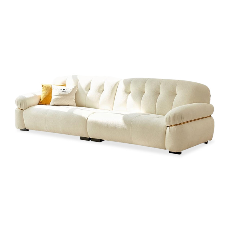 Beige Polyester Modular Sofa cushion couch, 32.68" H x 110.24" W x 39.37" D