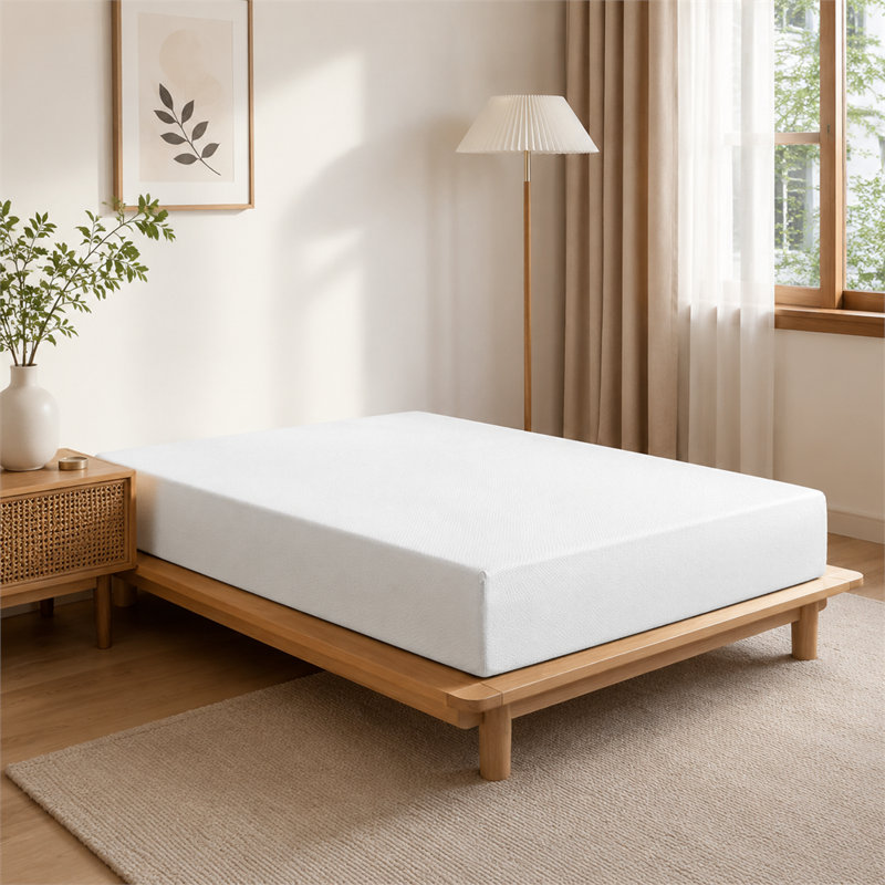 Matelas blanc queen de 15 cm d'épaisseur, matelas en mousse mémoire au thé vert, livré dans une boîte, sans fibre de verre, sommier non inclus