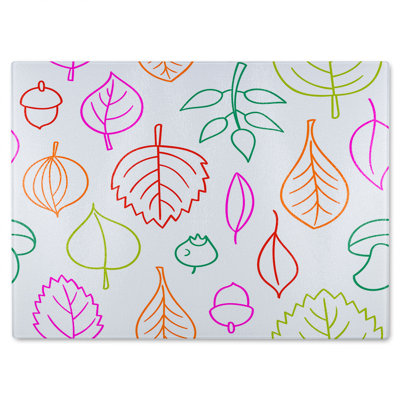 Leaves Illustration Glass Chopping Board