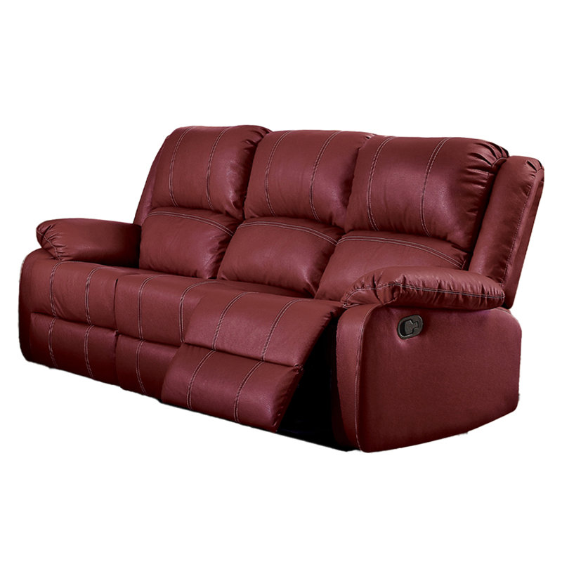 Canapé inclinable manuel 3 places Zuru Motion, Rouge, H 41 po x l 78 po x P 39 po