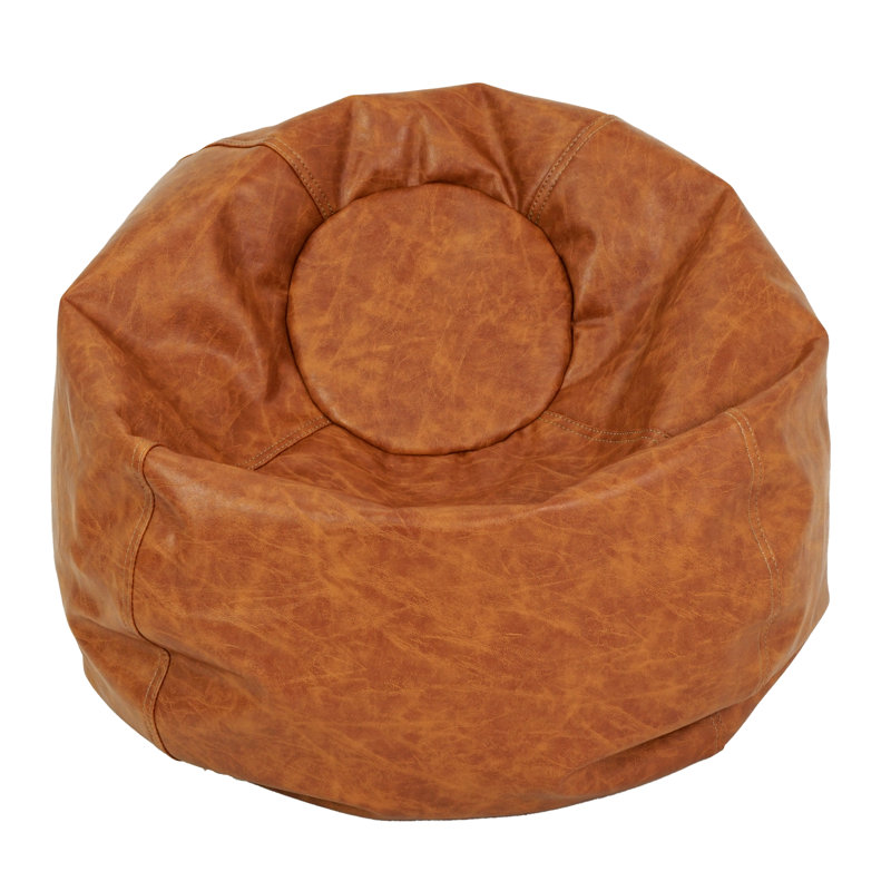 Standard Faux Leather Classic Bean Bag, Hazelnut Faux Leather, 19" H x 22" W x 22" D
