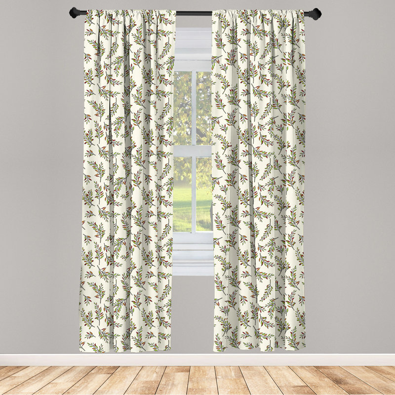 Leaves Floral Semi-Sheer Rod Pocket Curtain Panels, 28" x 84"