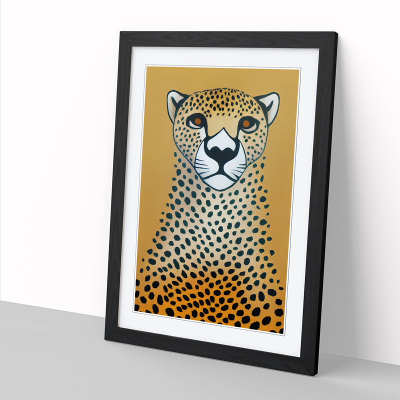 Isere Cheetah Suprematism - Picture Frame Print, Black Framed, 64cm H x 46cm W