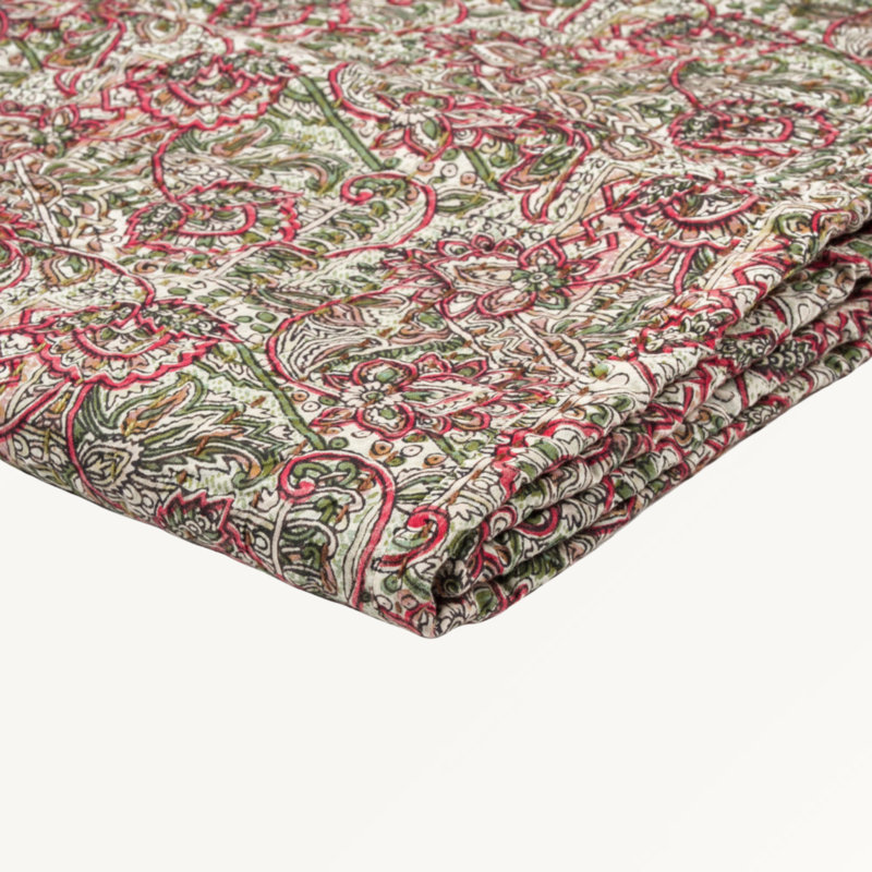 Jeté en soie, Floral rouge / vert, L 69,85 po x l 49,75 po