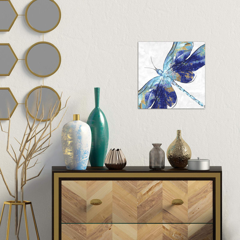 Blue Dragonfly by Eva Watts - Print on Canvas, 45.72 cm H x 45.72 cm W x 3.175 cm D, No Frame